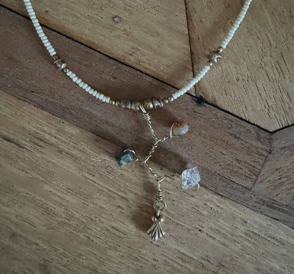 Wire Branch w/Beads on seed bead chain designed by me