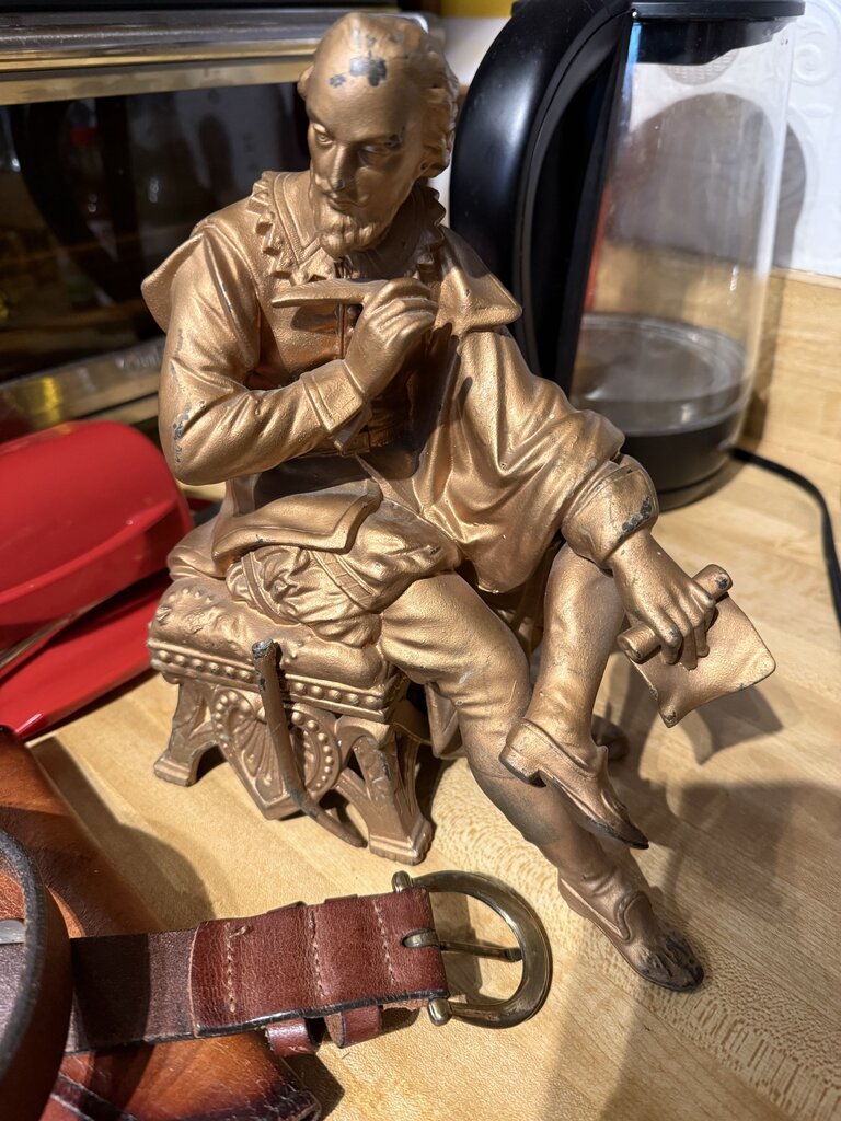 French cast metal gilt Shakespeare mid sonnet