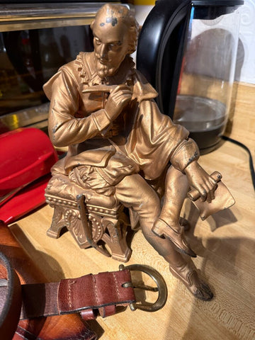 French cast metal gilt Shakespeare mid sonnet