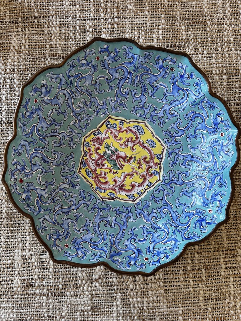 Vintage Enamel Dragon Bowl