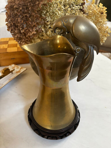 Rare Vintage 1980's Dolbi Cashier Brass Pitcher With Parrot Handle