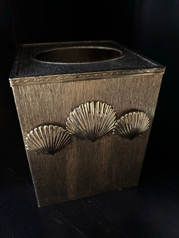 Vintage StyleBuilt Gold Seashell Tissue Box Cover
