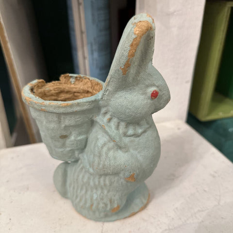Blue paper mache rabbit
