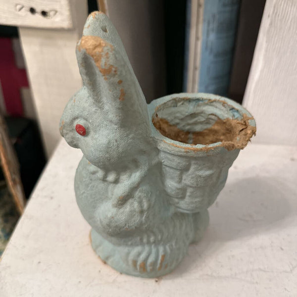 Blue paper mache rabbit