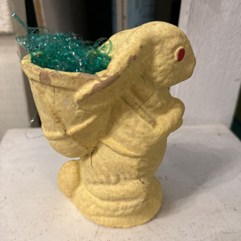 Yellow paper mache bunny