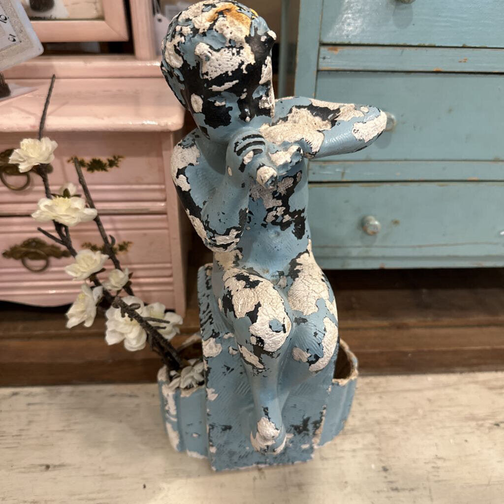 Blue garden statue as is