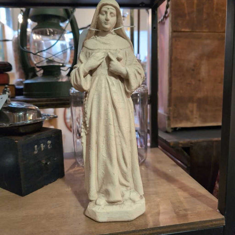 Pretty Vintage White Statue of St. Theresa 13 Inches