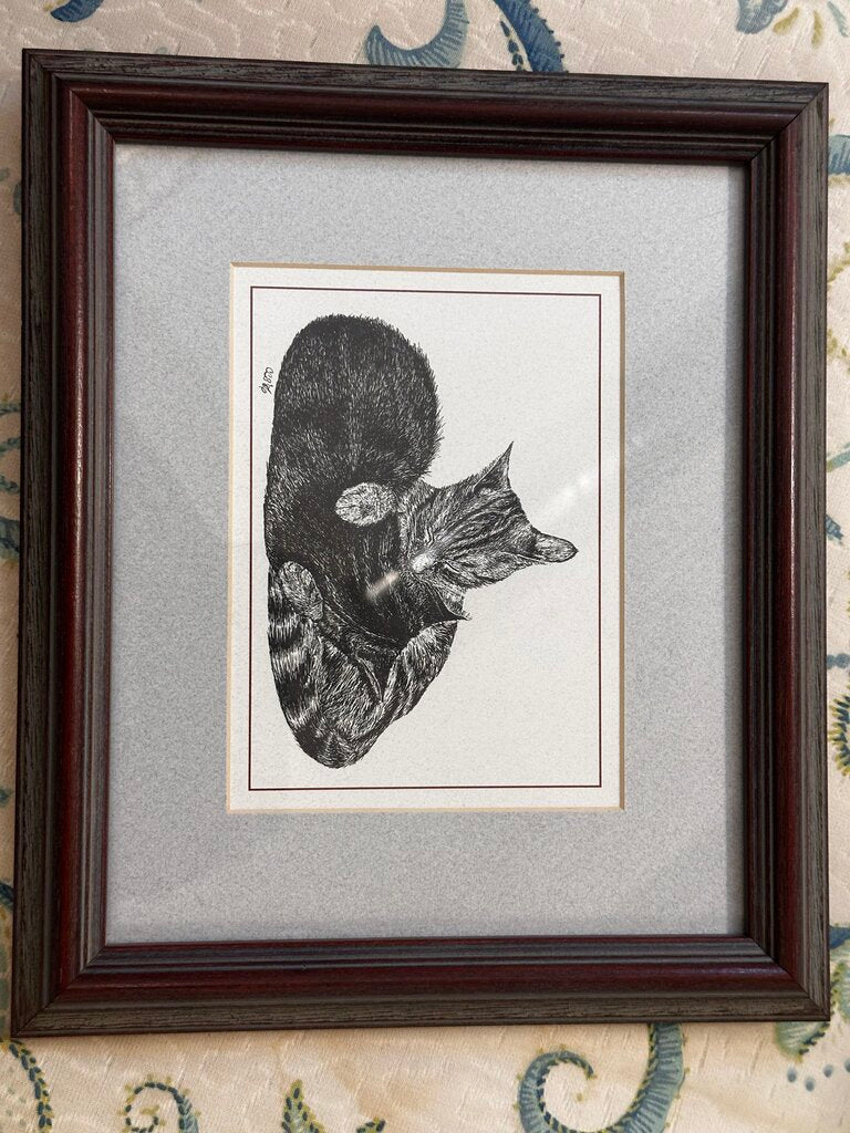 Framed Cat Friends Picture Black +White 10.5 x 9