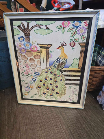 Needlework peacock 18 x 22