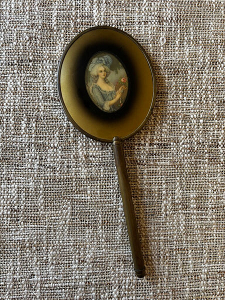 ANTIQUE FRENCH MARIE ANTOINETTE PORTRAIT HAND MIRROR