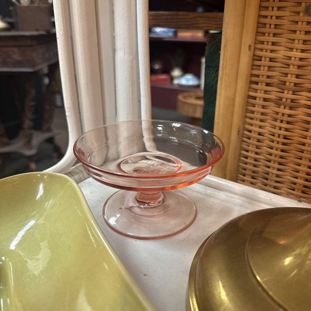 Pink Glass Pedestal Dish W1767
