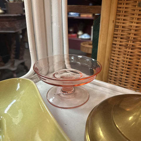 Pink Glass Pedestal Dish W1767