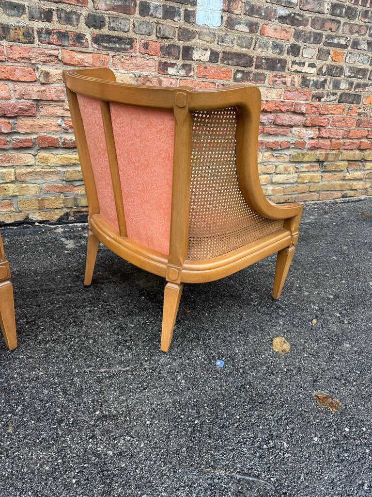 Pair of Salmon Cane-Sided Chairs W1768 IN STORE PICKUP ONLY
