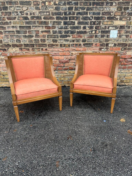 Pair of Salmon Cane-Sided Chairs W1768 IN STORE PICKUP ONLY