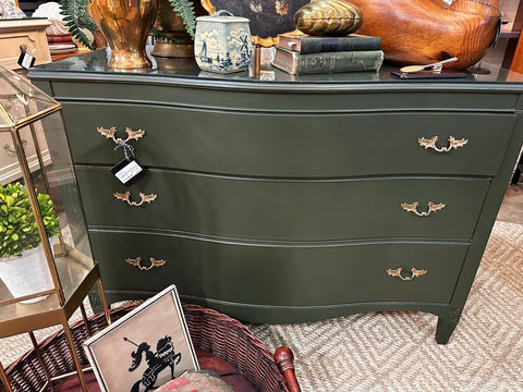 Vintage Moody Green Bow Front Dresser 45w x 32h x 23d IN STORE PICKUP ONLY