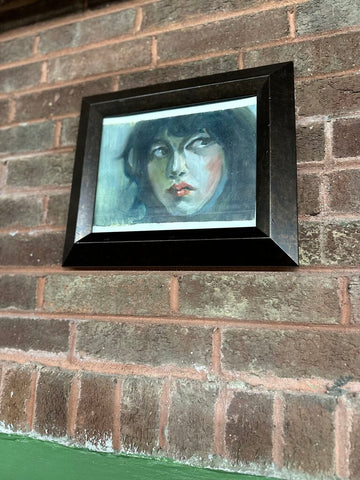 Female portrait oil painting framed