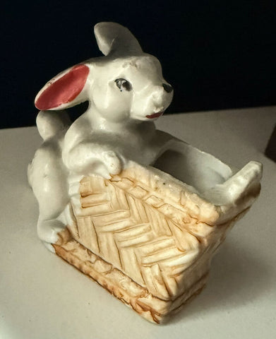 Small Ceramic Bunny Planter Made in Japan W1786