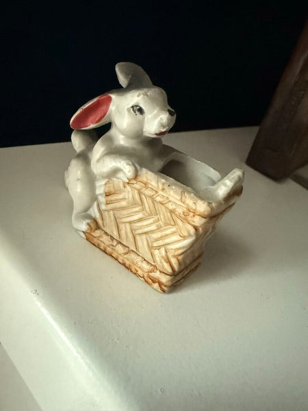 Small Ceramic Bunny Planter Made in Japan W1786