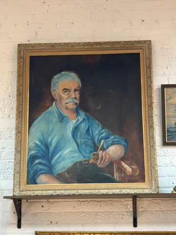 Original Portrait "Sal" Sitting with Pipe 45.5" x 40" W1796