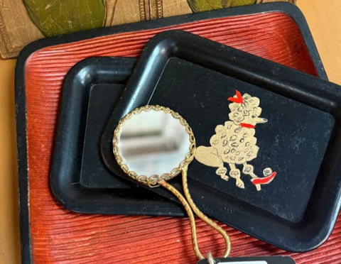Pair of Poodle Metal Trays