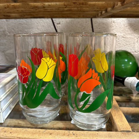 Vintage flower glass each