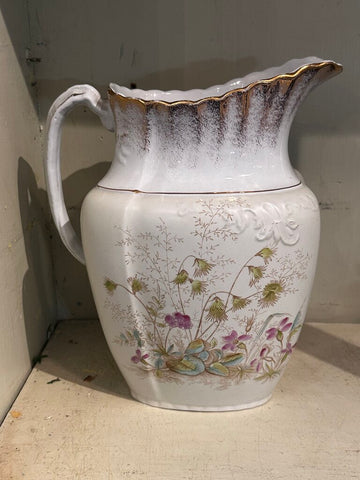 VINTAGE English Transferware Ironstone Pitcher 11inches Tall
