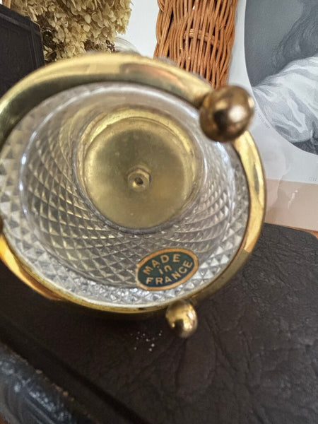 Vintage Cut Crystal and Brass Table Lighter