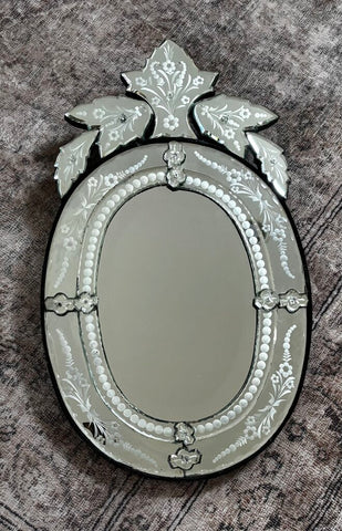 Vintage Oval Venetian Mirror (as found) 28 x17 in store PU