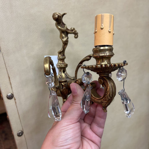 Vintage Small Brass Cherub Sconce