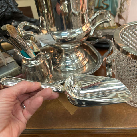Ice Scoop Silver Plated Monogrammed 8.5"