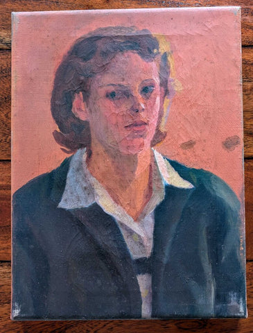1950s Woman Portrait in Suit 9x12 Canvas