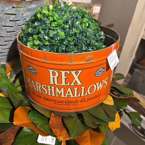 Vintage 1930s Rex marshmallow tin 5 pound no lid as is