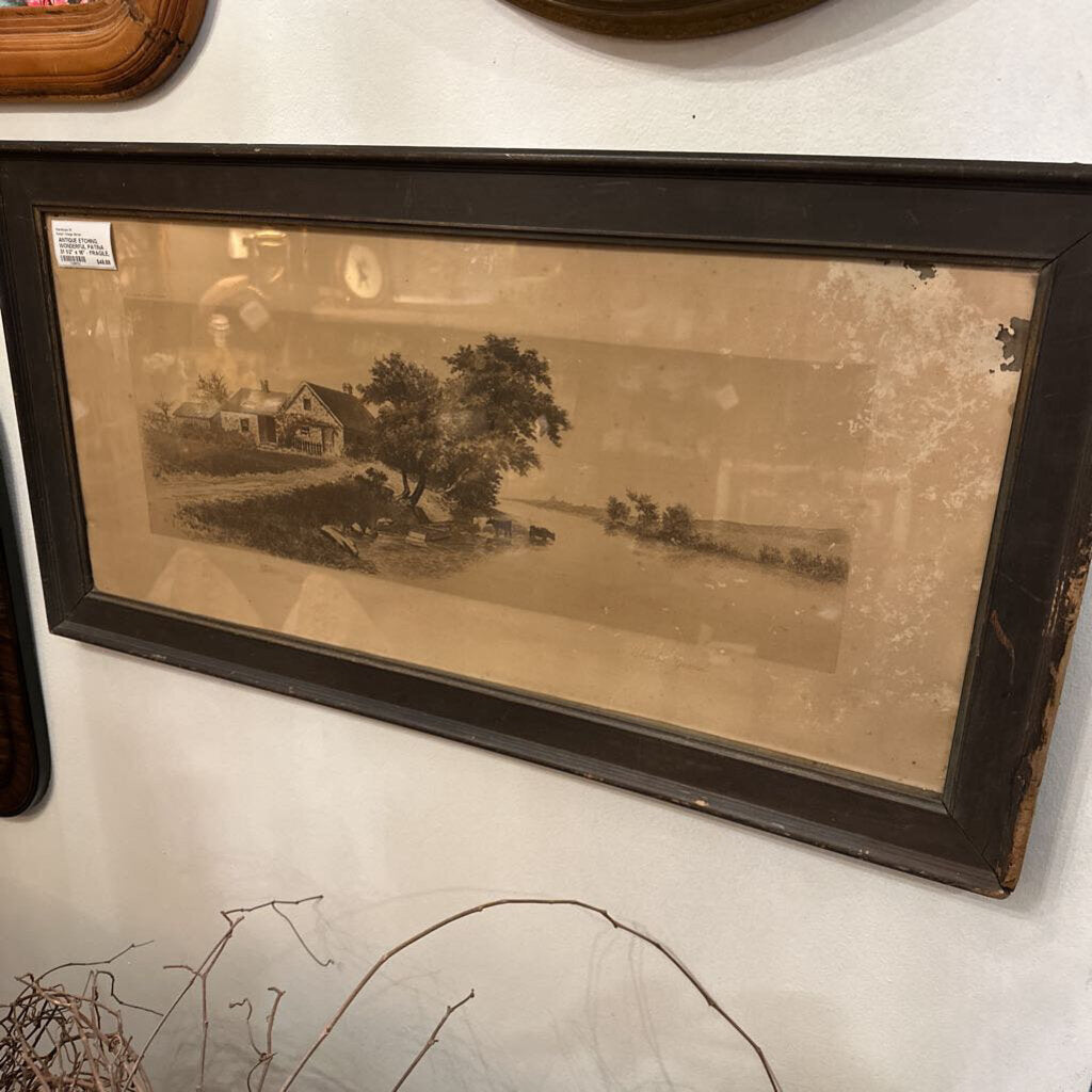 ANTIQUE ETCHING, WONDERFUL PATINA . 31 1/2" x 16" - FRAGILE, IN STORE PICKUP