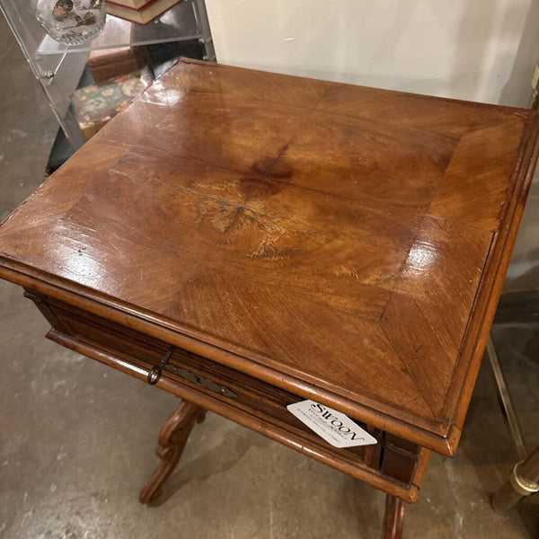 18th CENTURY BIEDERMEIER SEWING TABLE-LID LIFTS 19 1/2" x 16 1/2" x 30", AS FOUND