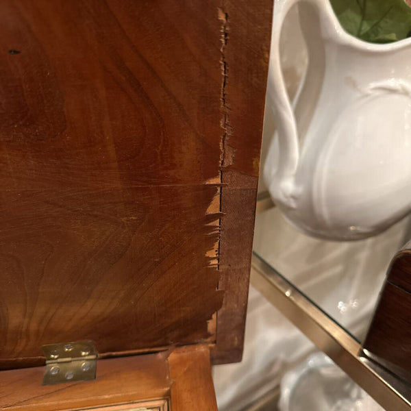18th CENTURY BIEDERMEIER SEWING TABLE-LID LIFTS 19 1/2" x 16 1/2" x 30", AS FOUND