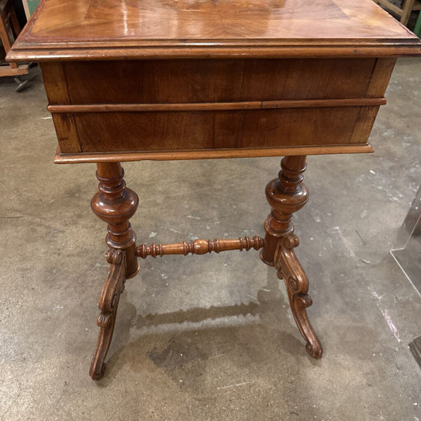 18th CENTURY BIEDERMEIER SEWING TABLE-LID LIFTS 19 1/2" x 16 1/2" x 30", AS FOUND
