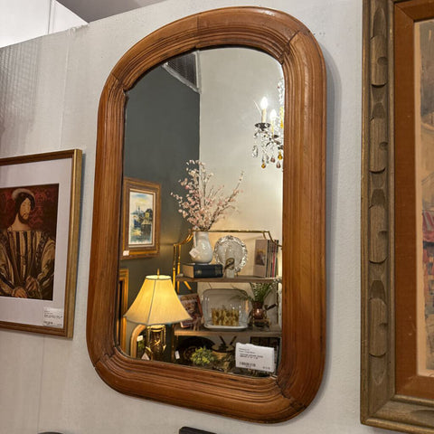 VINTAGE ARCHED WOOD MIRROR 17 1/2" x 26"