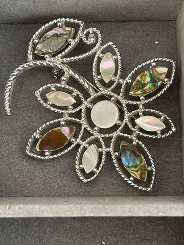 Vintage mother of pearl floral pin