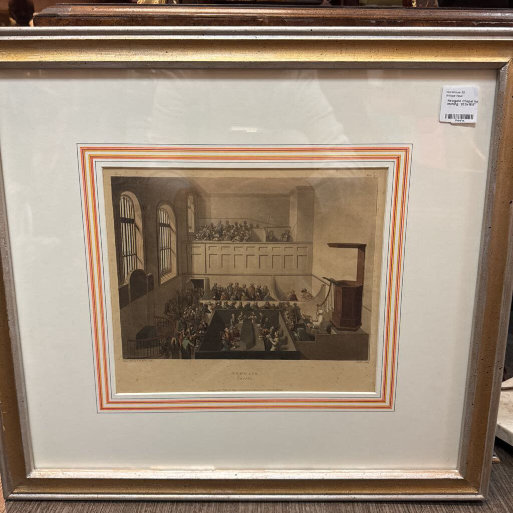 Newgate Chapel handcolored etching