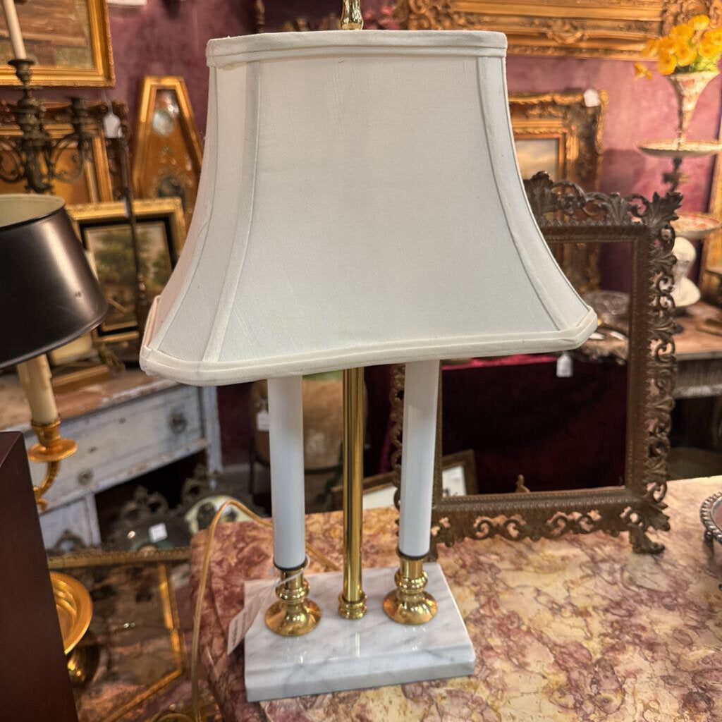 White marble base lamp w/ shade
