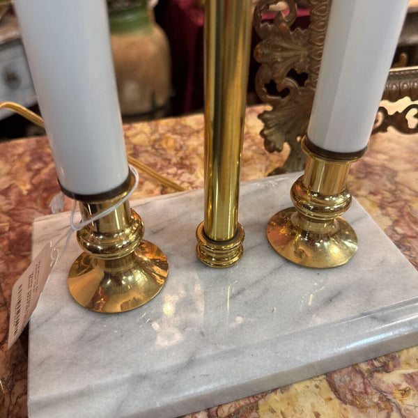 White marble base lamp w/ shade