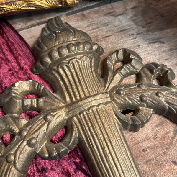 Heavy Cast metal torch wreath wall plaque