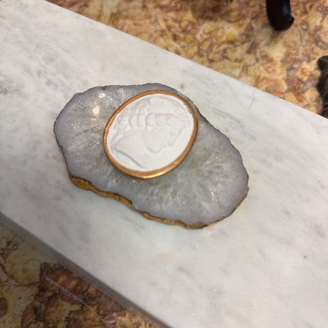 Marble box with agate and vintage intaglio portrait on lid