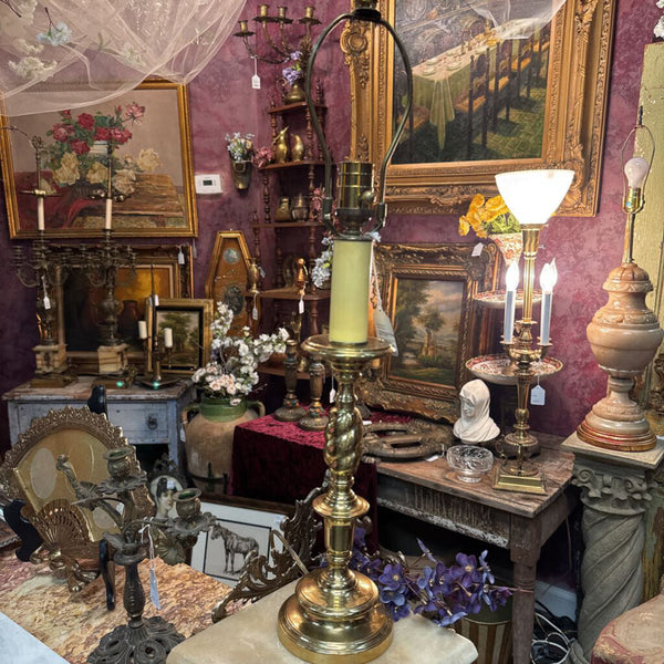 Vintage brass candlestick style lamp