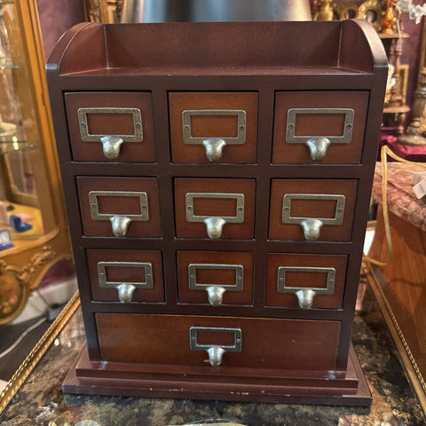 Vintage solid wood tabletop apothecary style cabinet