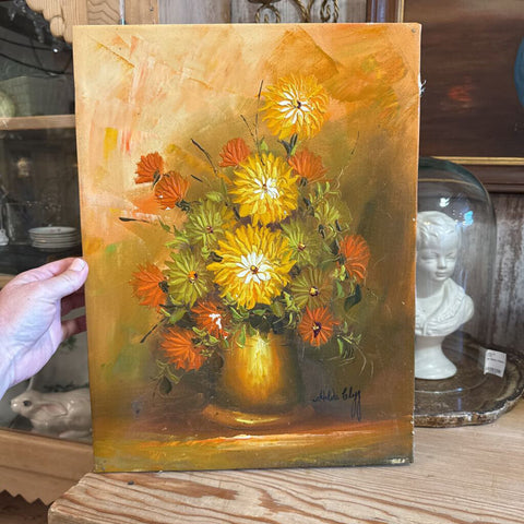 Yellow Floral Oil Painting on canvas 12x16