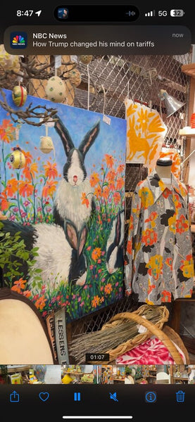 Rabbits bunnies painting original artist signed acrylic