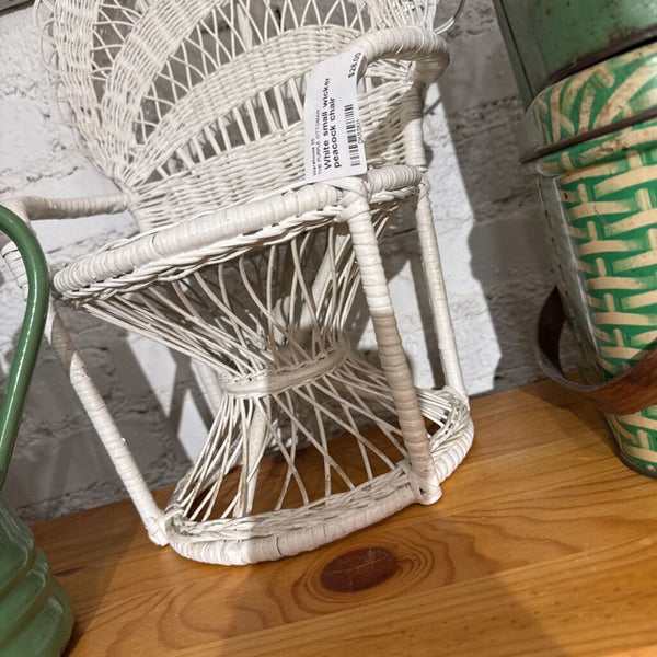 White small wicker peacock chair