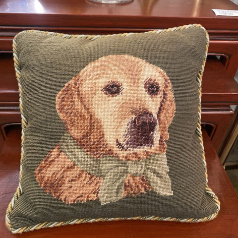 Needlepoint Pillow w/ Velvet Back 10" x 10"
