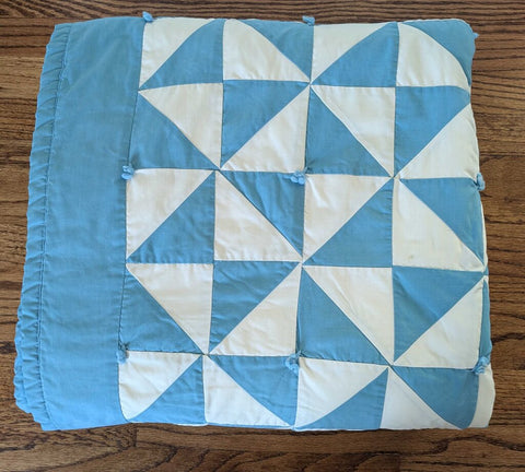Vintage Handmade Blue/White Quilt 76x68